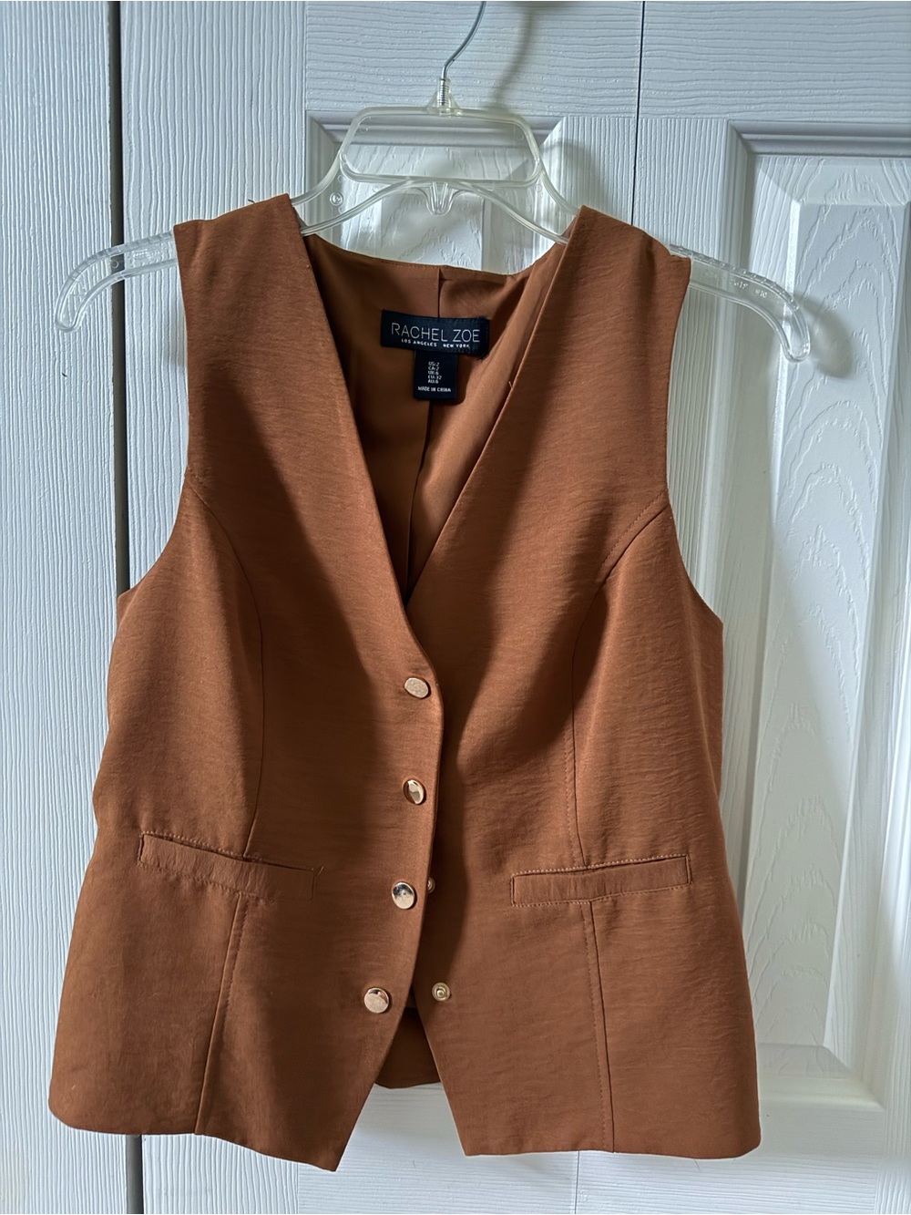 Rachel Zoe Copper Brown Buttoned Sleeveless Vest